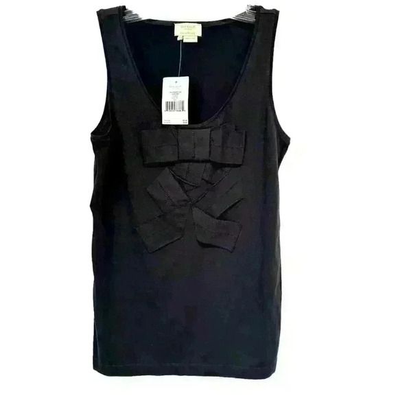 NWT KATE SPADE BLACK CASCADING BOW TANK TOP SIZE S - Picture 1 of 11